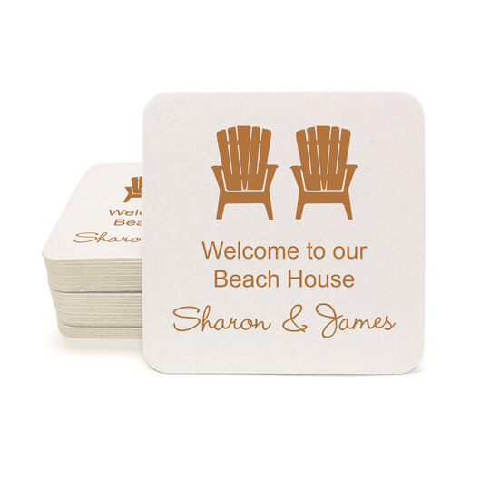 Adirondack Chairs Square Coasters